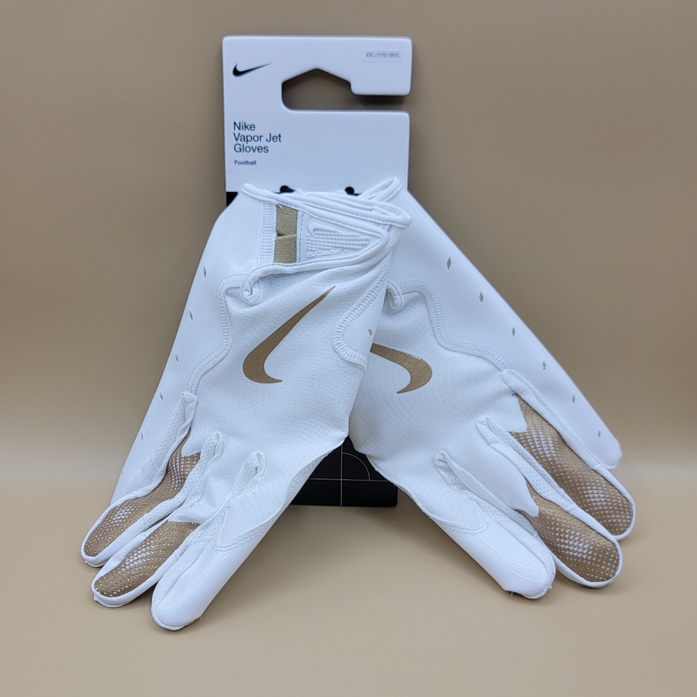 Nike Vapor Jet 7.0 Football Gloves White Gold Men's Size XXL Receivers Ends New